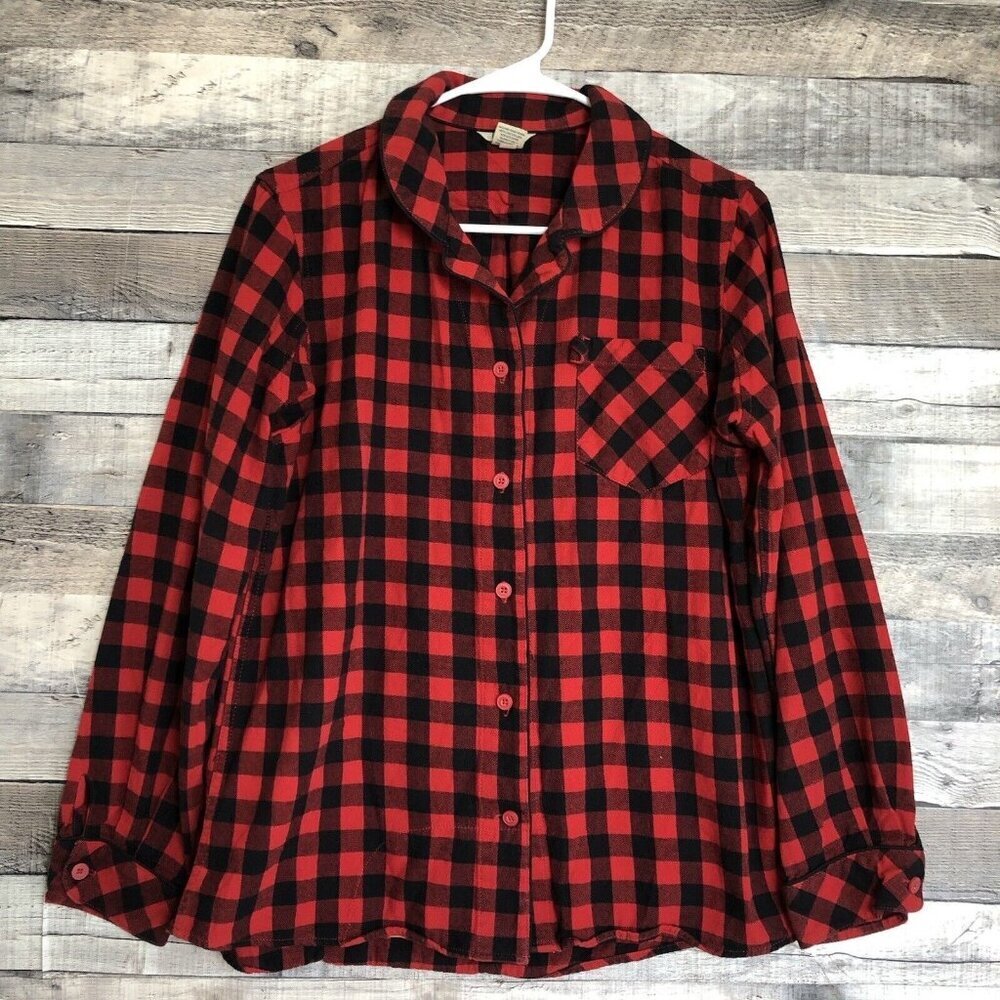 Duluth Trading Co Sleepwear Pajama Top Flannel Size Medium Red Plaid Women's